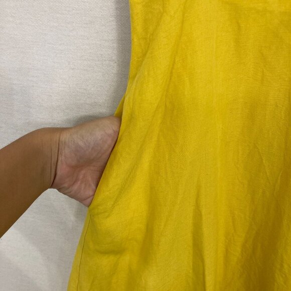 Ann Taylor Yellow V Neck Ruffle Sleeve Linen Lyocell Flare Dress size 2 Preppy - Picture 7 of 12